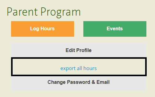 Export hours from your volunteer account