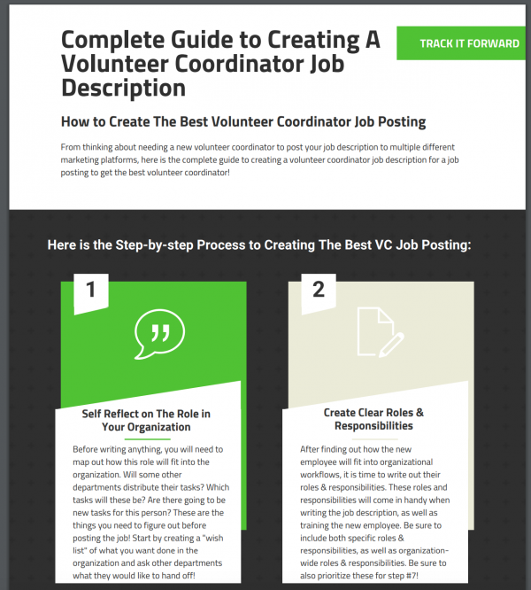 Screenshot of the 'complete guide to creating a volunteer coordinator job description