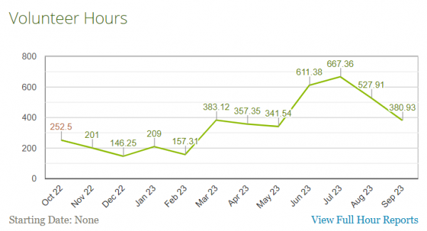 Screenshot of Administrator Dashboard Volunteer Activity Report