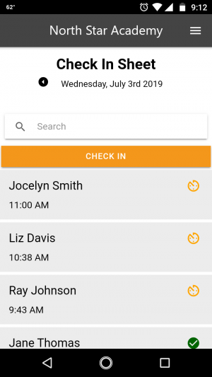 Example of Check In Kiosk on Mobile Device