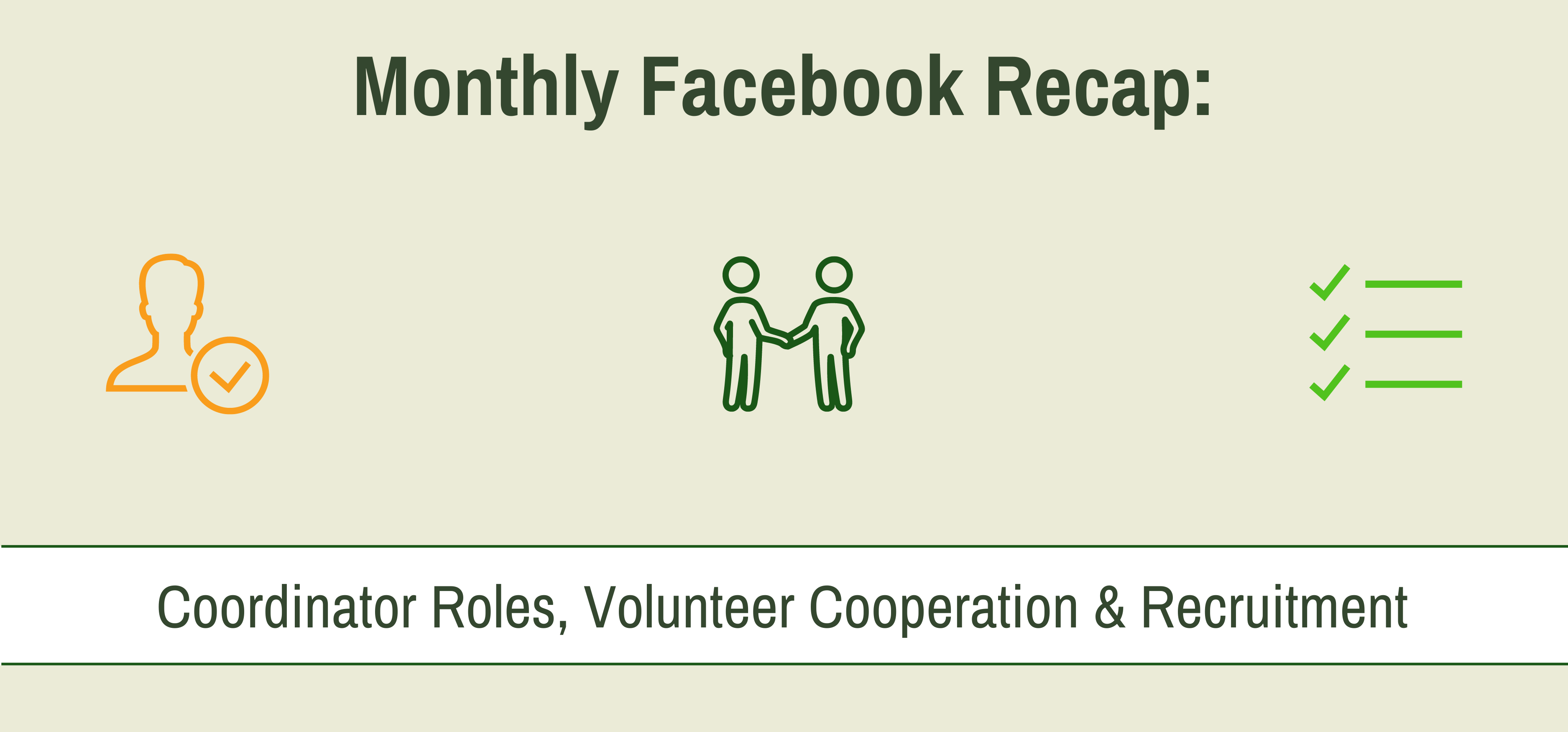 October Monthly Recap graphic with icons depicting coordinators, cooperation, and recruitment.