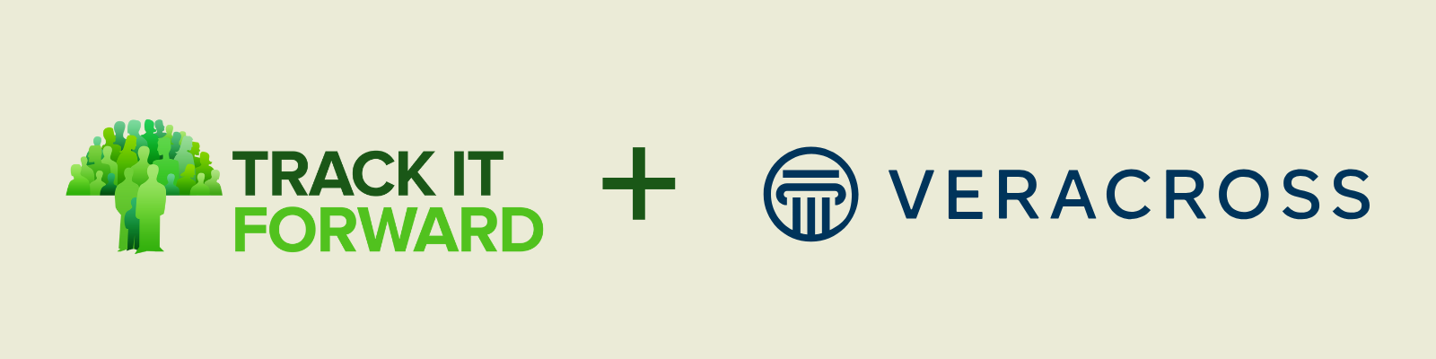 Track it Forward and Veracross logos. Track it Forward's new integration with Veracross makes tracking community service hours for students easier than ever!