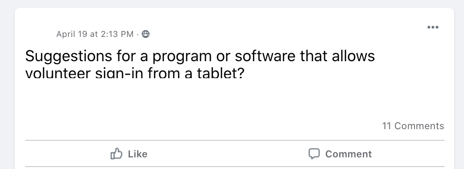 Suggestions for a program or software that allows volunteer sign-in from a tablet?