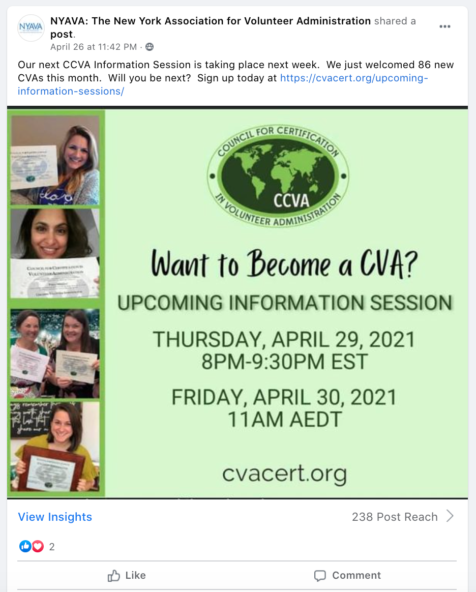 Our next CCVA Information Session is taking place next week.  We just welcomed 86 new CVAs this month.  Will you be next?  Sign up today at https://cvacert.org/upcoming-information-sessions/