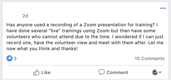 Has anyone used a recording of a Zoom presentation for training? I have done several 